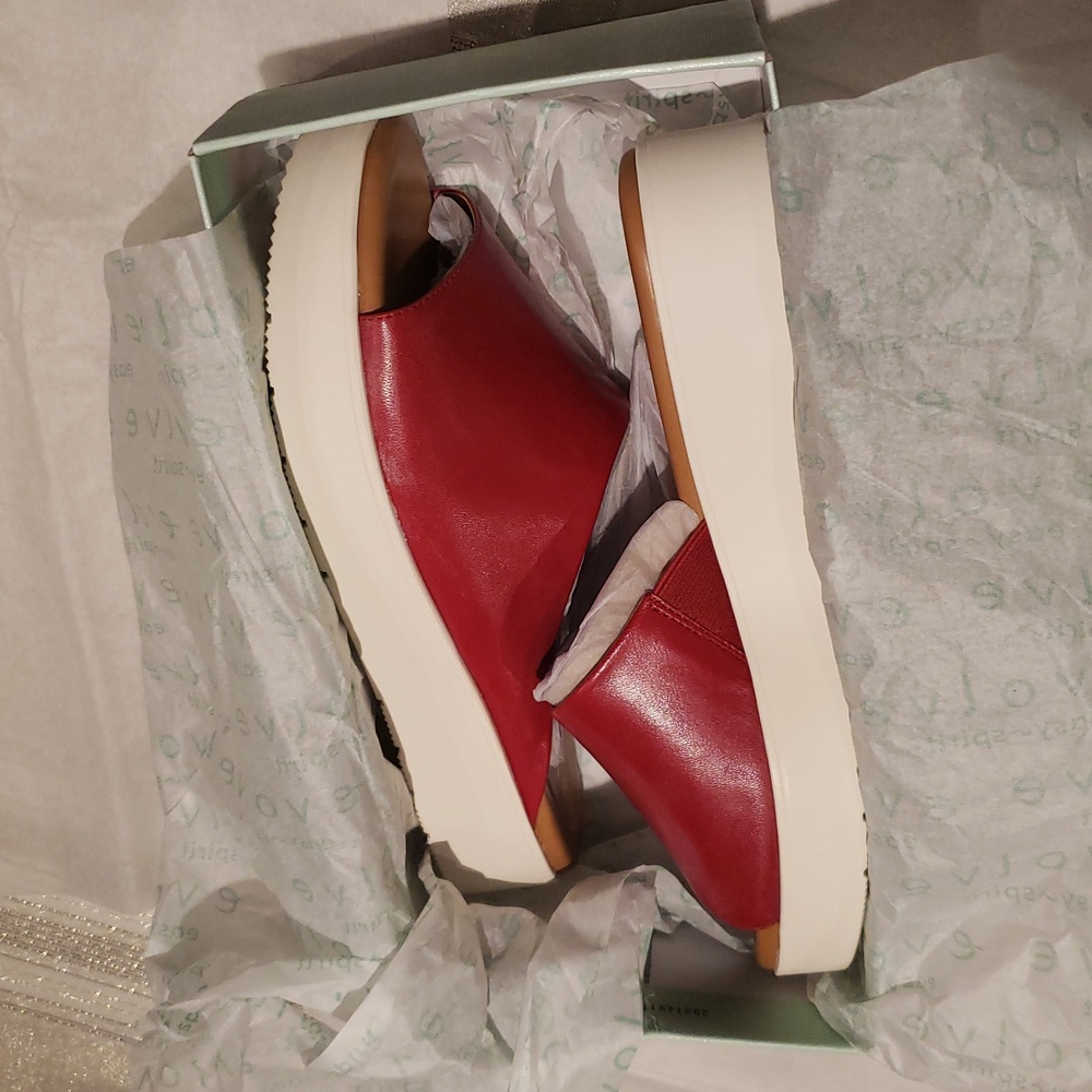 Easy Spirit new Mules Slide Platform Sandals Leather Women's NIB Red - Picture 12 of 17